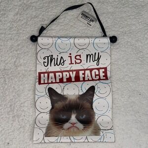 Ganz Grumpy Cat This Is My Happy Face Cotton Canvas Wall Hanging Banner HGC13305